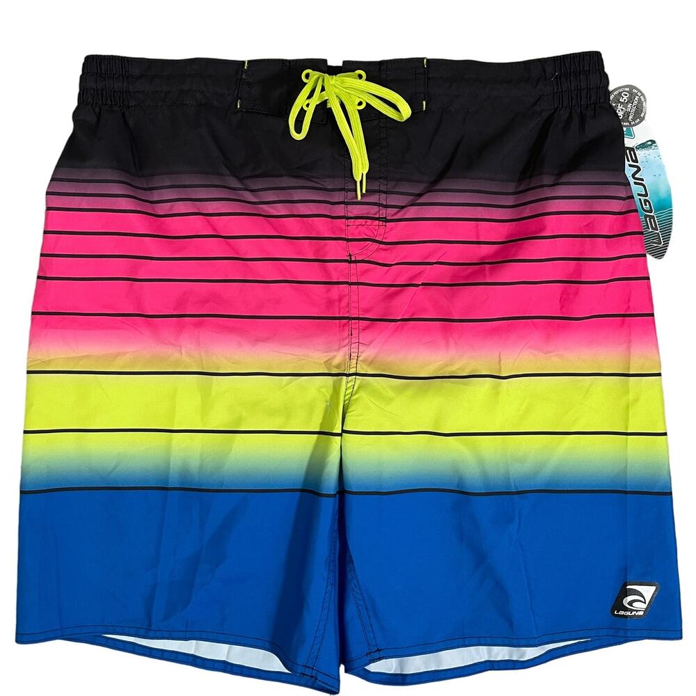 Laguna Men's Swim Trunks Board Shorts UPF 50+ Ombre Stripe - Size XL